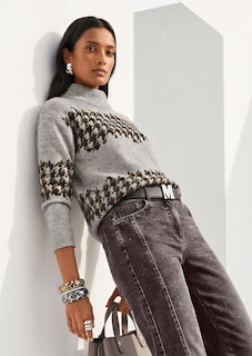 Jacquard-Sweatshirt mit Hahnentritt thumbnail 1