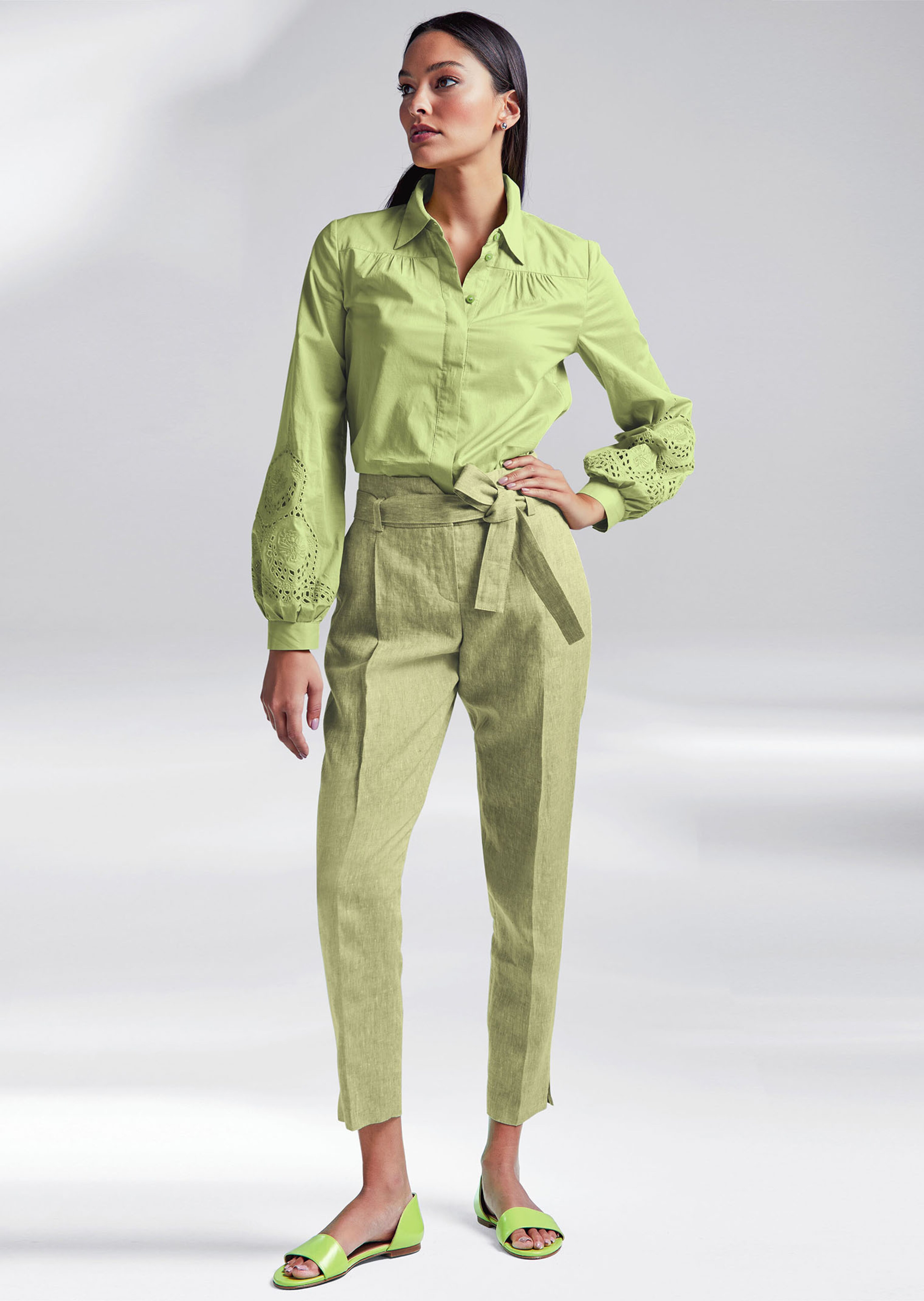 Leinenhose im Highwaist-Style