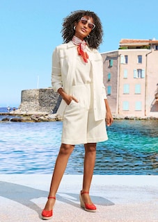 Ärmelloses Leinentop mit Spitzenbesatz thumbnail 6