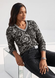 Jacquard-Pullover mit V-Ausschnitt thumbnail 1