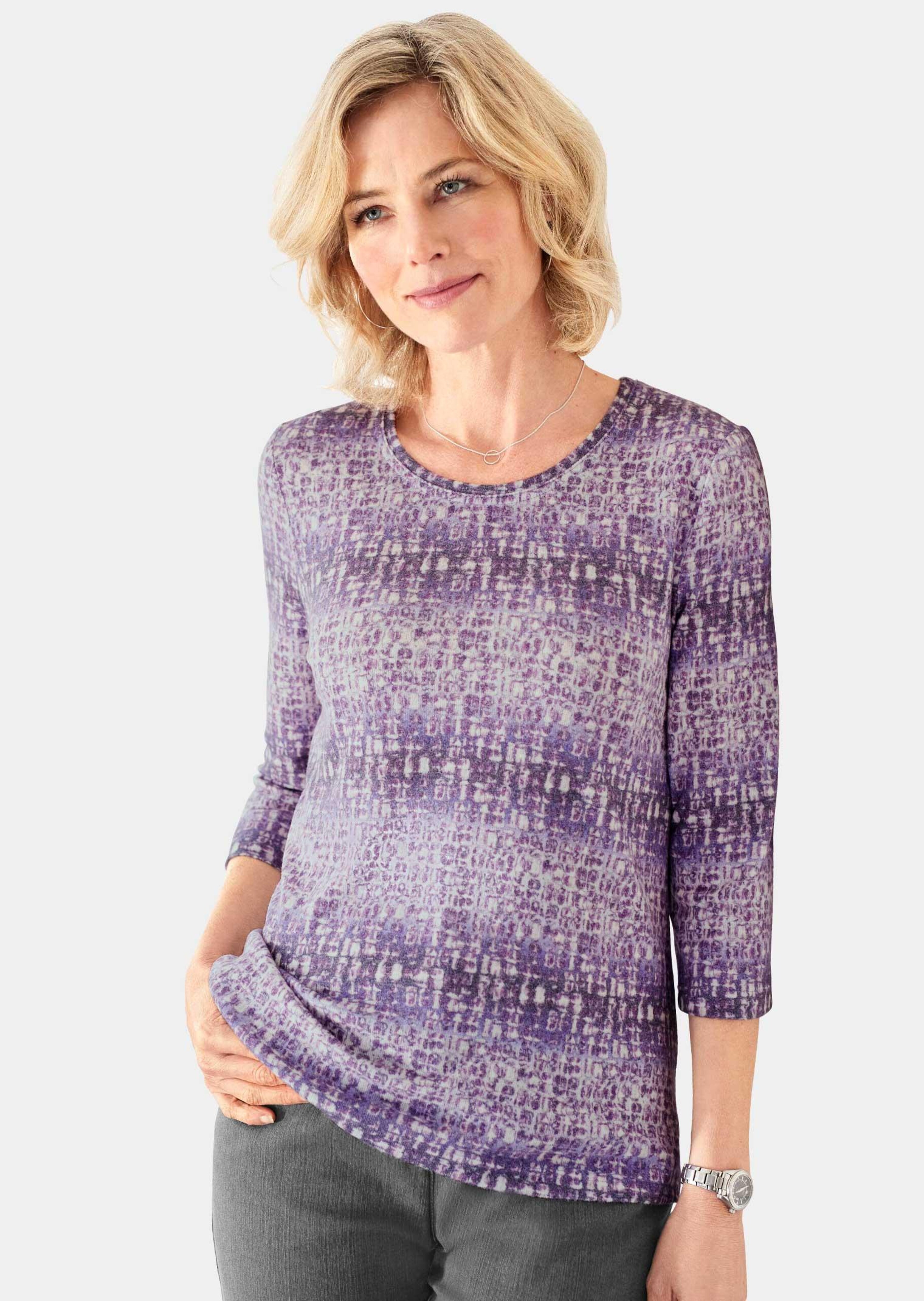 Druckshirt im Materialmix