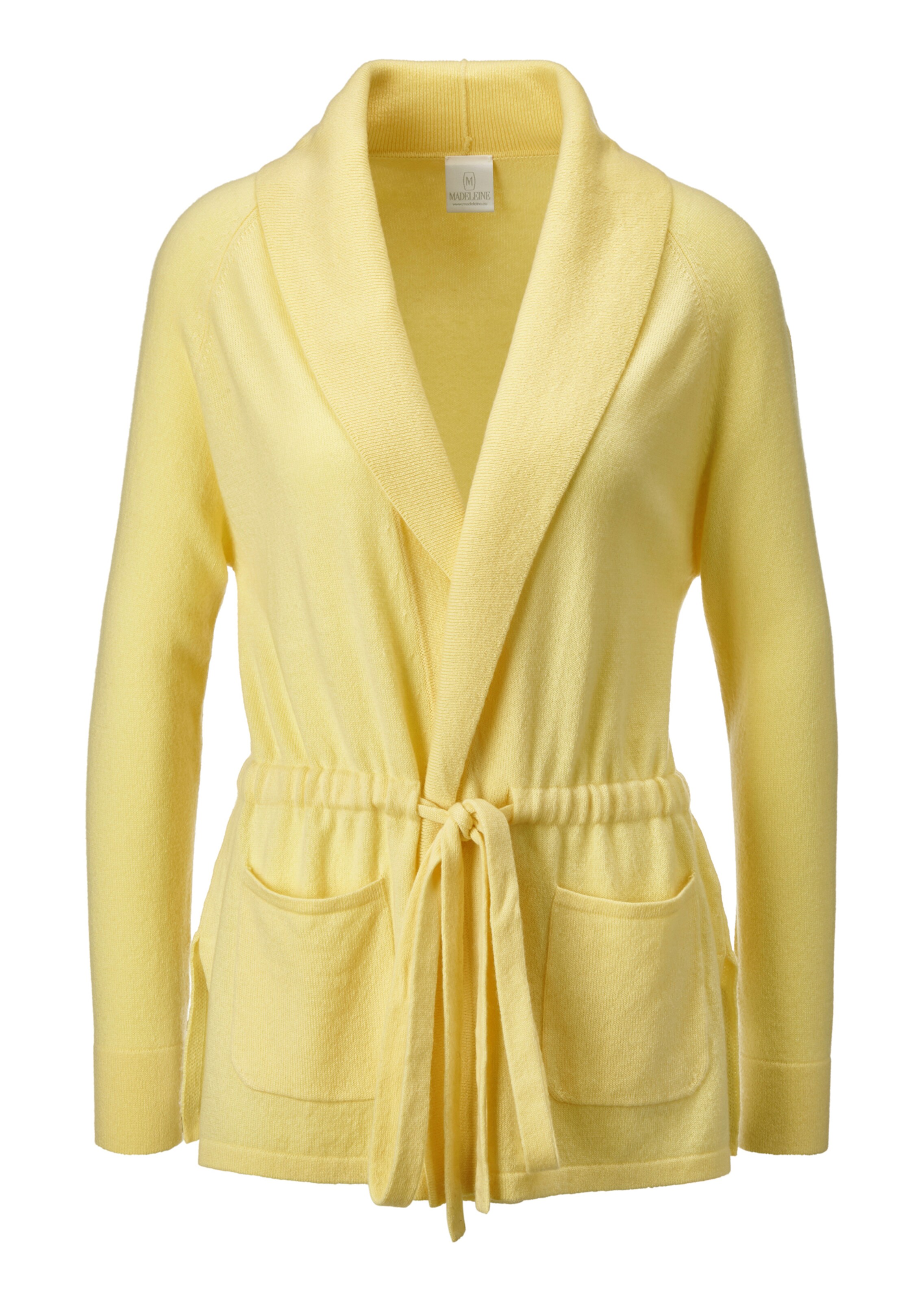 Kaschmir-Strickjacke mit Schalkragen und Bindegürtel