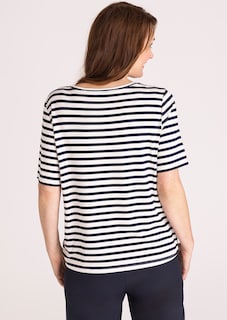 T-shirt à rayures avec motif sur le devant thumbnail 3