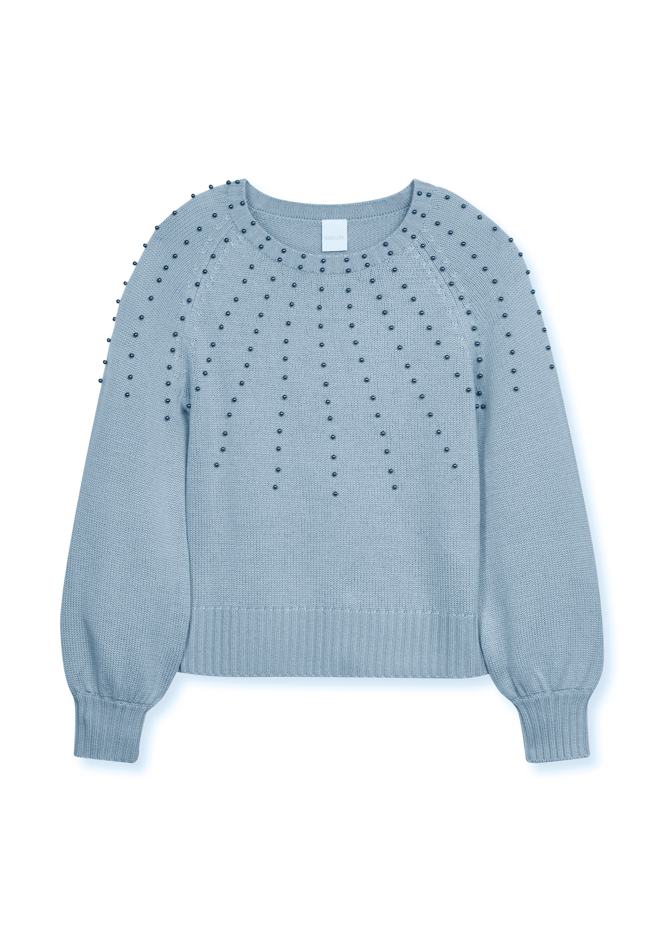 Schurwoll-Pullover mit Zierperlen