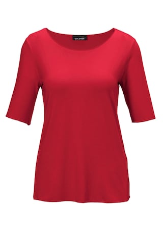 rood Veelzijdig te combineren shirt met korte mouwen en harmonieuze sierrand