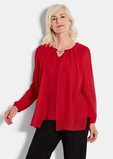 Festliche Bluse mit Chiffonüberwurf und Schmuckelement thumbnail 1