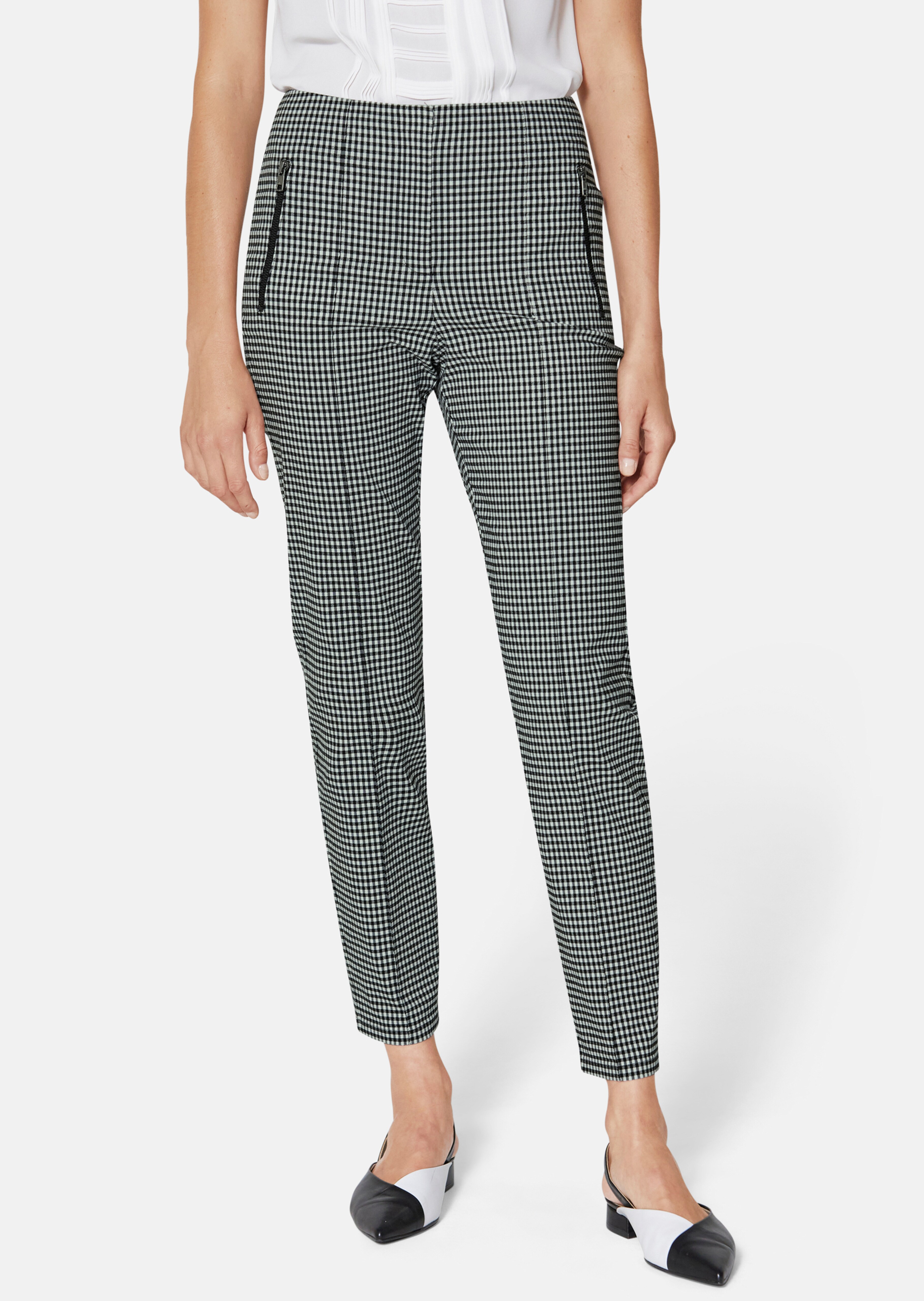 Slim-fit stretch trousers with Vichy check