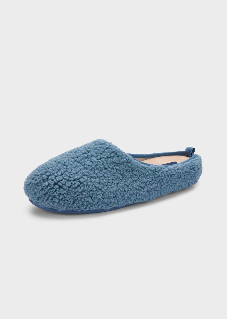 Pantoffeln mit Teddyflausch und rutschfester Sohle