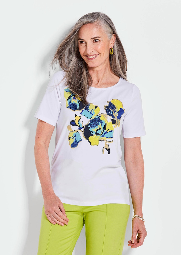 Printshirt mit Stickerei