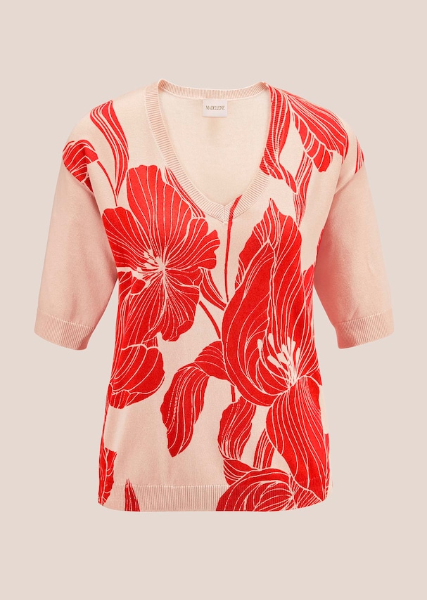 Feinstrickpullover mit floralem Print 5