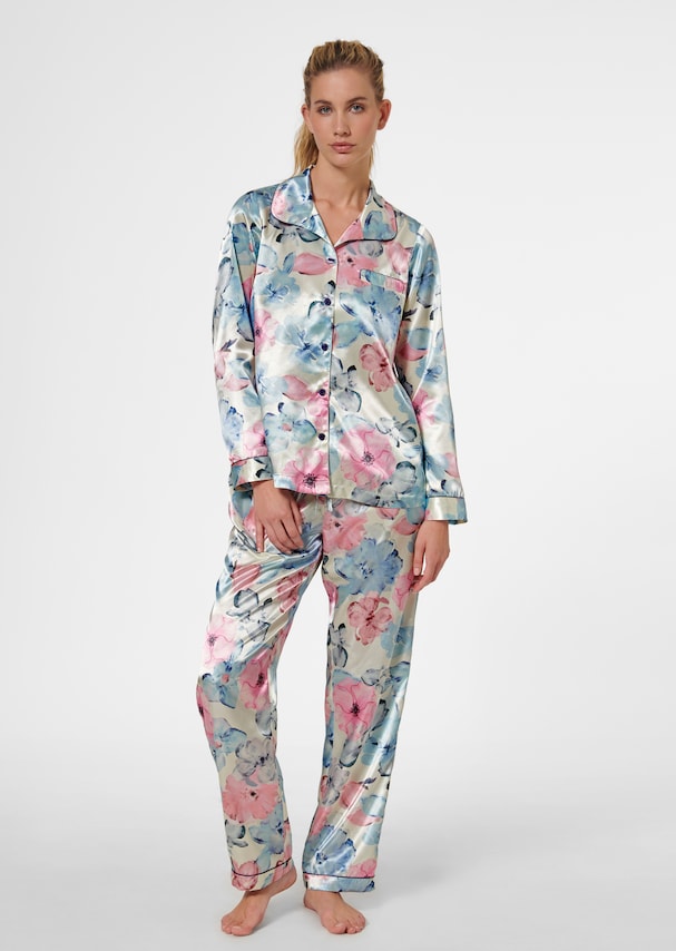 Bedruckter Pyjama aus Glanzsatin