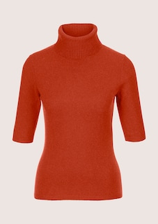 Cashmere roll neck jumper with half-length sleeves thumbnail 6