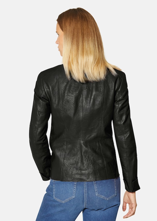 Nappa leather jacket with structured sections 2