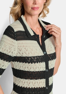 Veste en tricot à rayures avec motif ajouré thumbnail 5