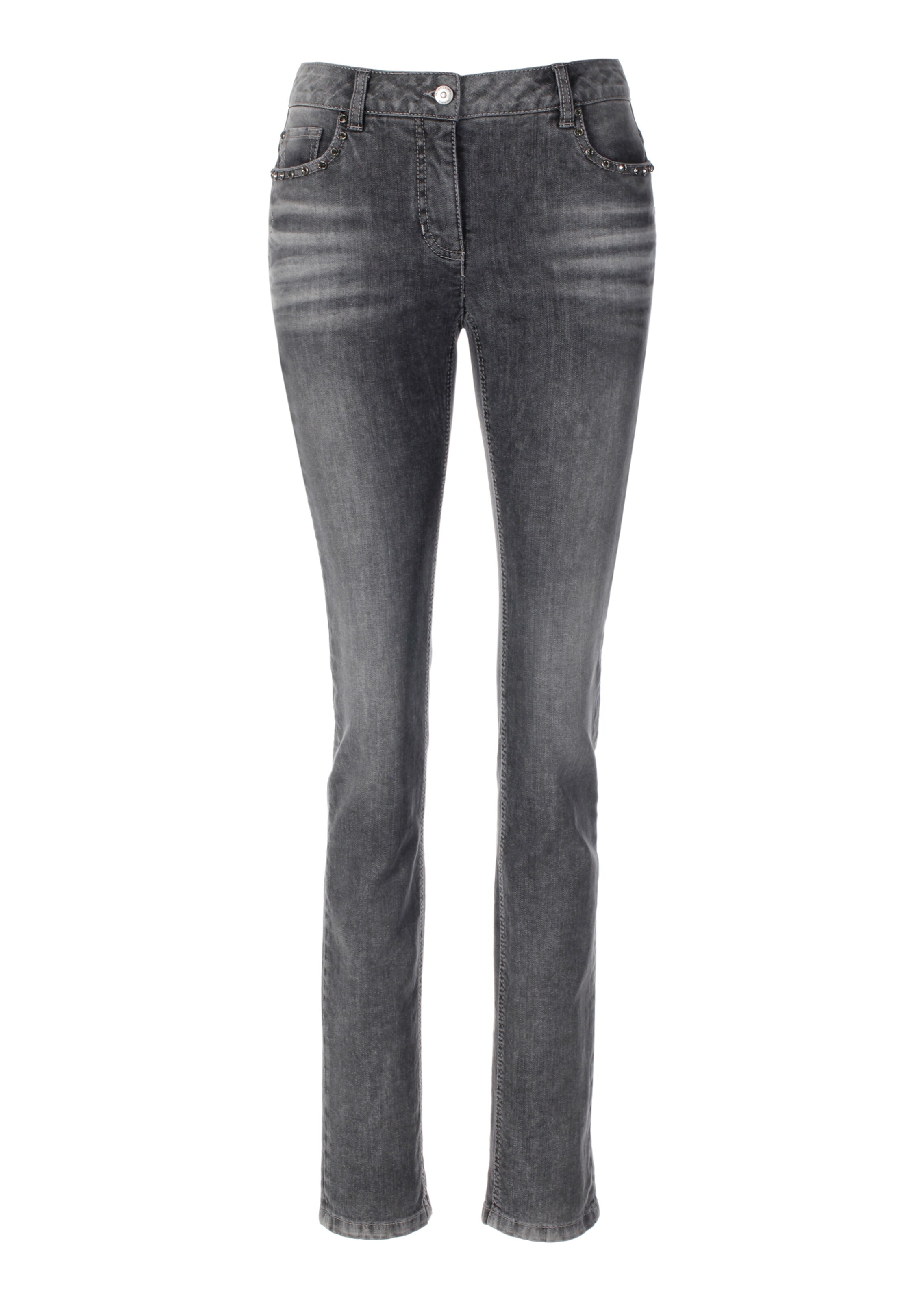 Jeans im Used-Look mit Strassakzenten