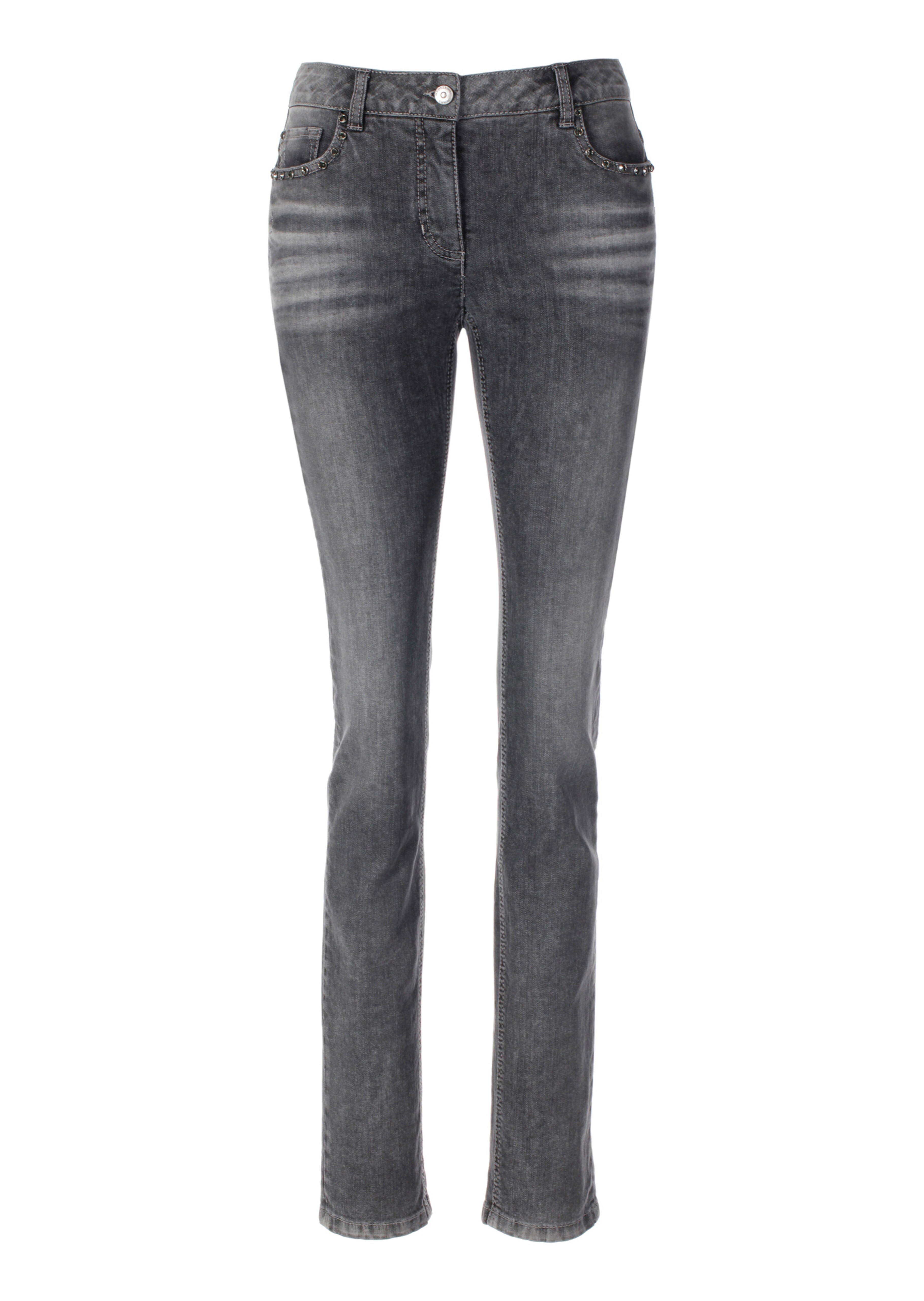 Jeans im Used-Look mit Strassakzenten