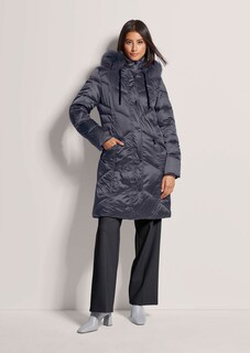 Lange Kapuzen-Jacke mit Webpelz thumbnail 2