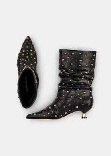 Leren enkellaarsjes met goudkleurige studs thumbnail 2