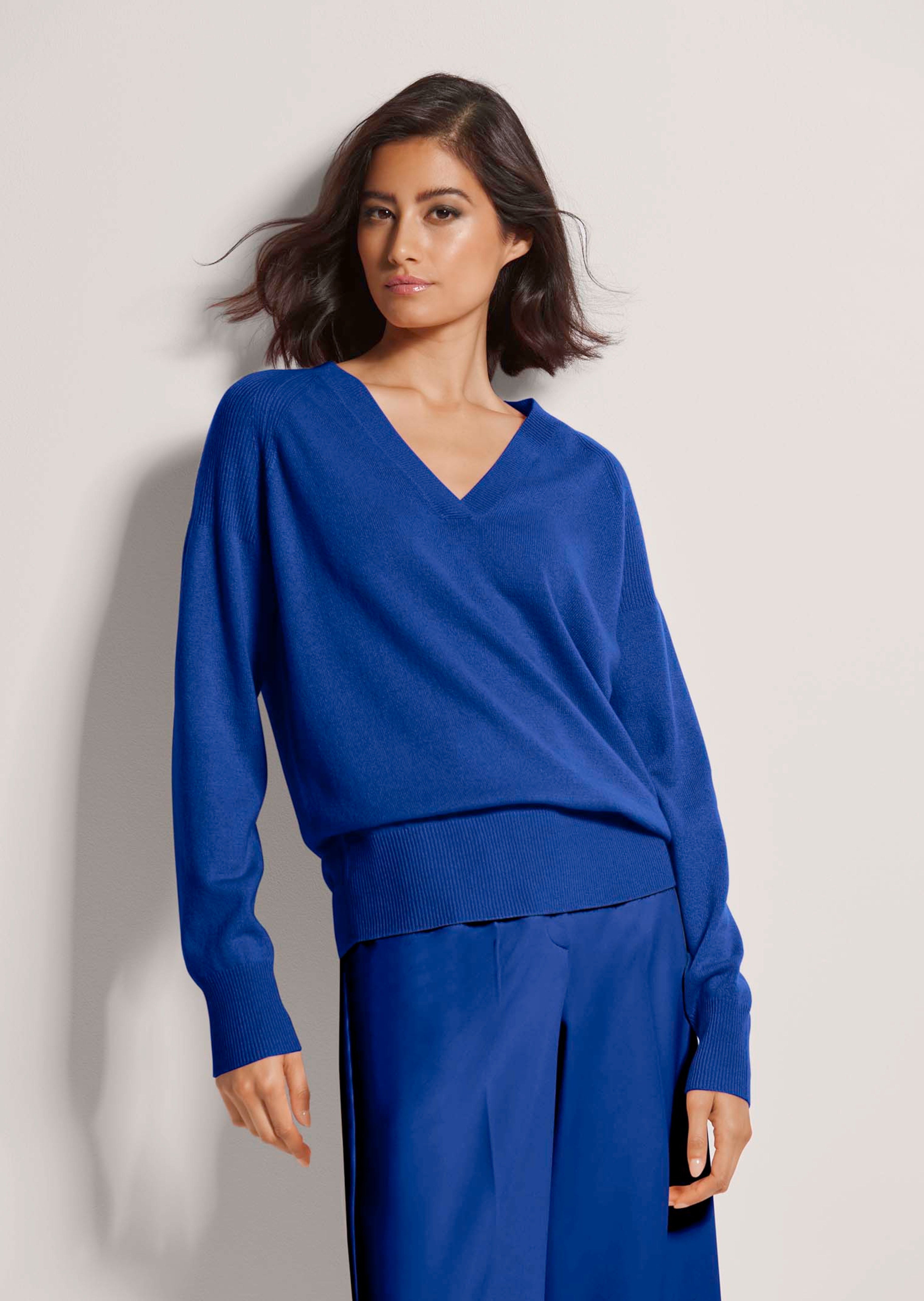 Kaschmir-Pullover mit Rippdetails