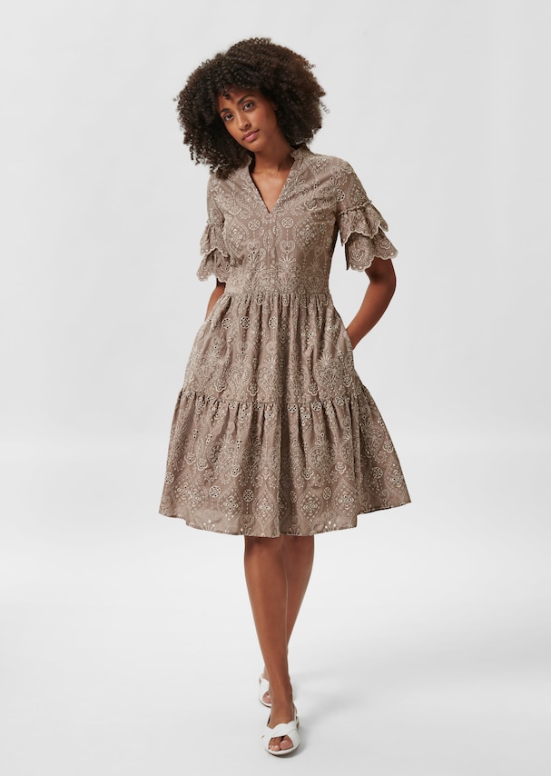 Dress with eyelet embroidery and ruffles 1