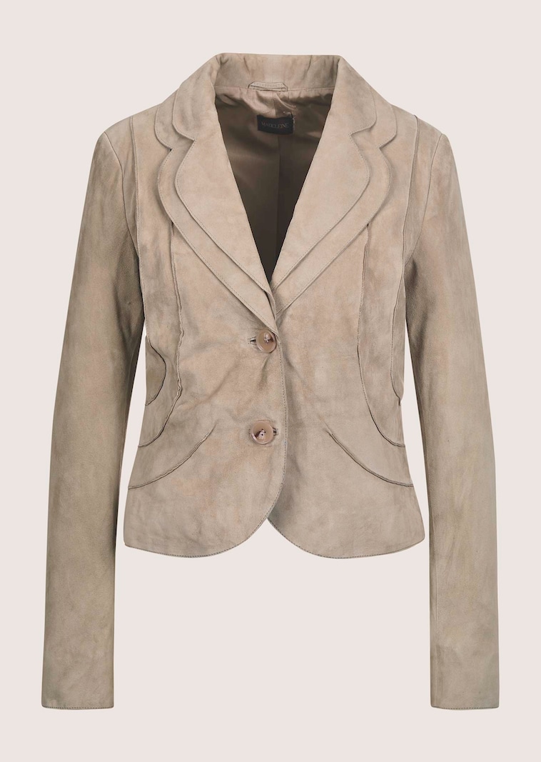 Kurzblazer aus Ziegenvelours-Leder