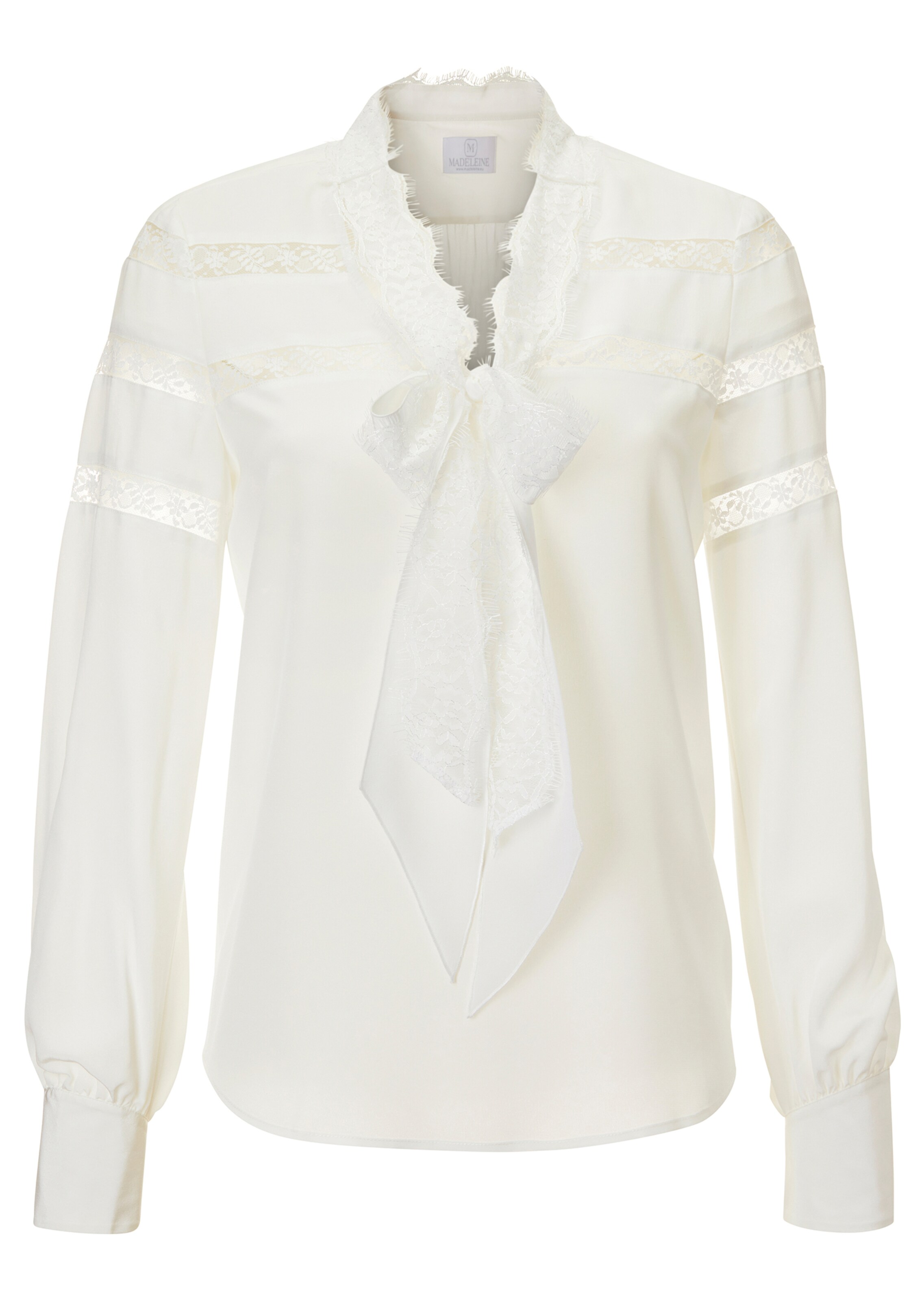 Seidenbluse mit Spitze und langer Schluppe