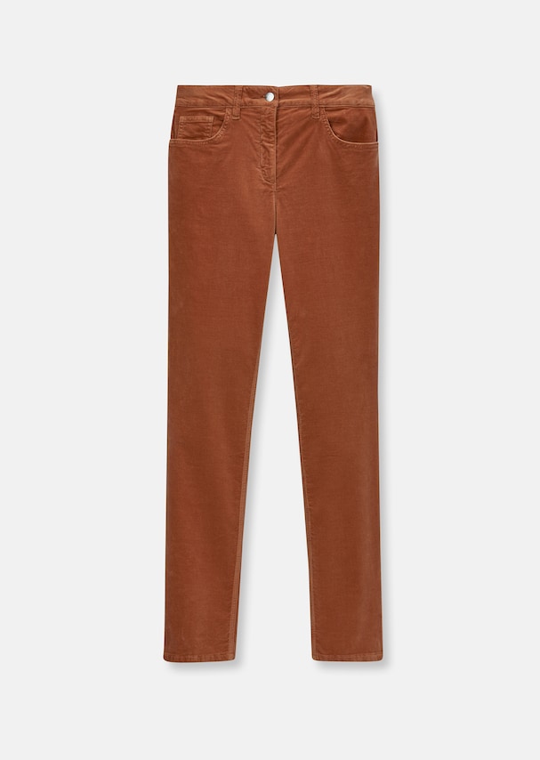 Velvet trousers in five-pocket design