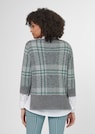 Knitted jumper with check and 3/4 sleeves thumbnail 3