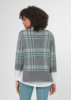 Knitted jumper with check and 3/4 sleeves thumbnail 3