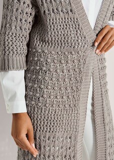 Lange Strickjacke mit Ajour-Muster thumbnail 5