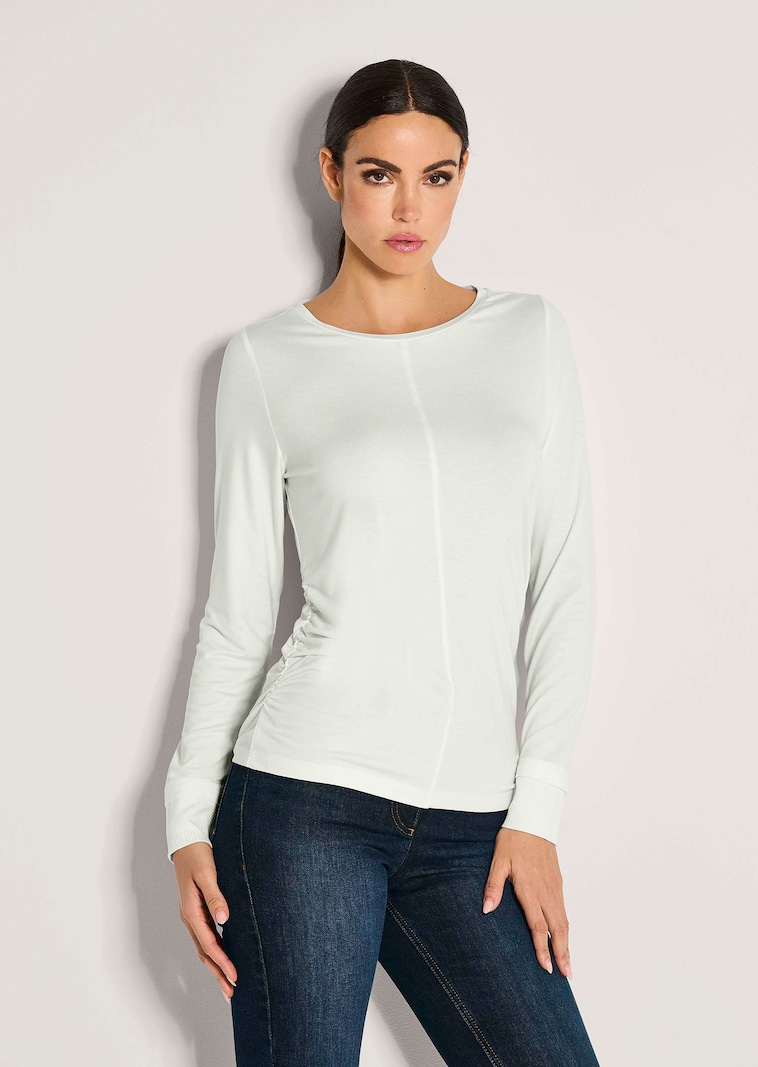 Langarm-Shirt mit gerafften Seiten