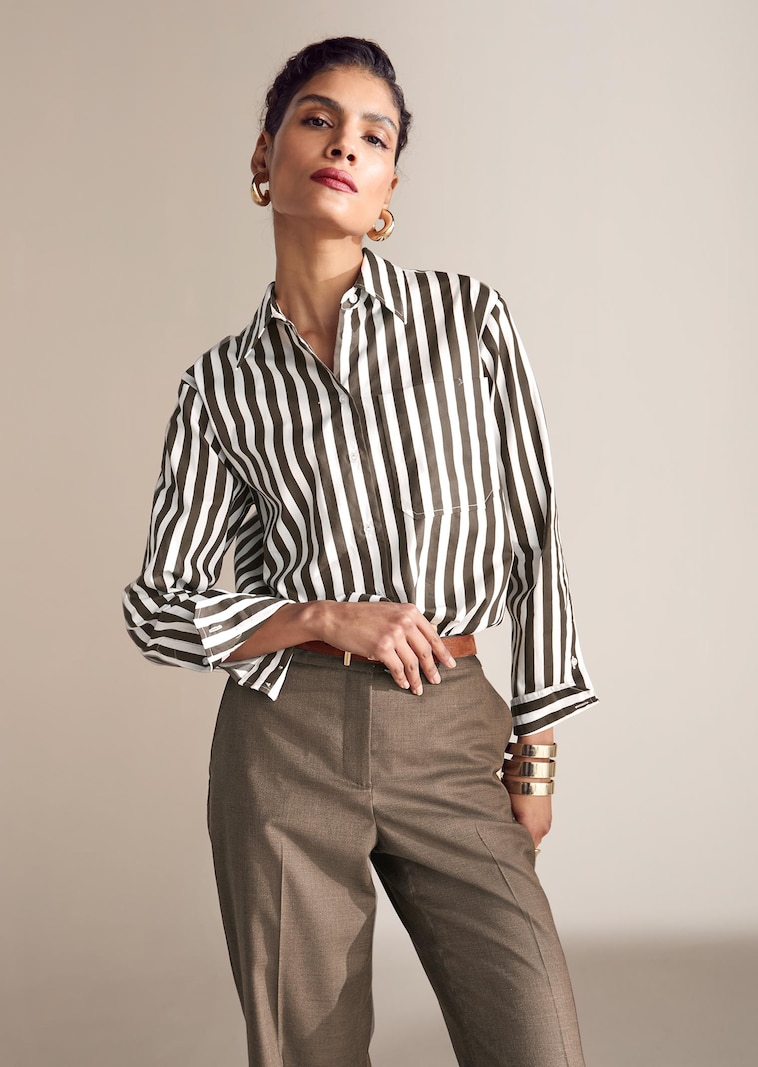 Baumwollbluse mit Streifen