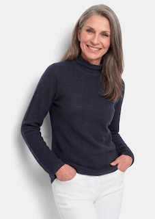 Fijn gebreide tricot pullover met opstaande kraag thumbnail 3