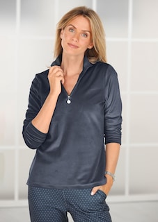 T-shirt en nicki doux comme du velours avec col montant et zip thumbnail 2