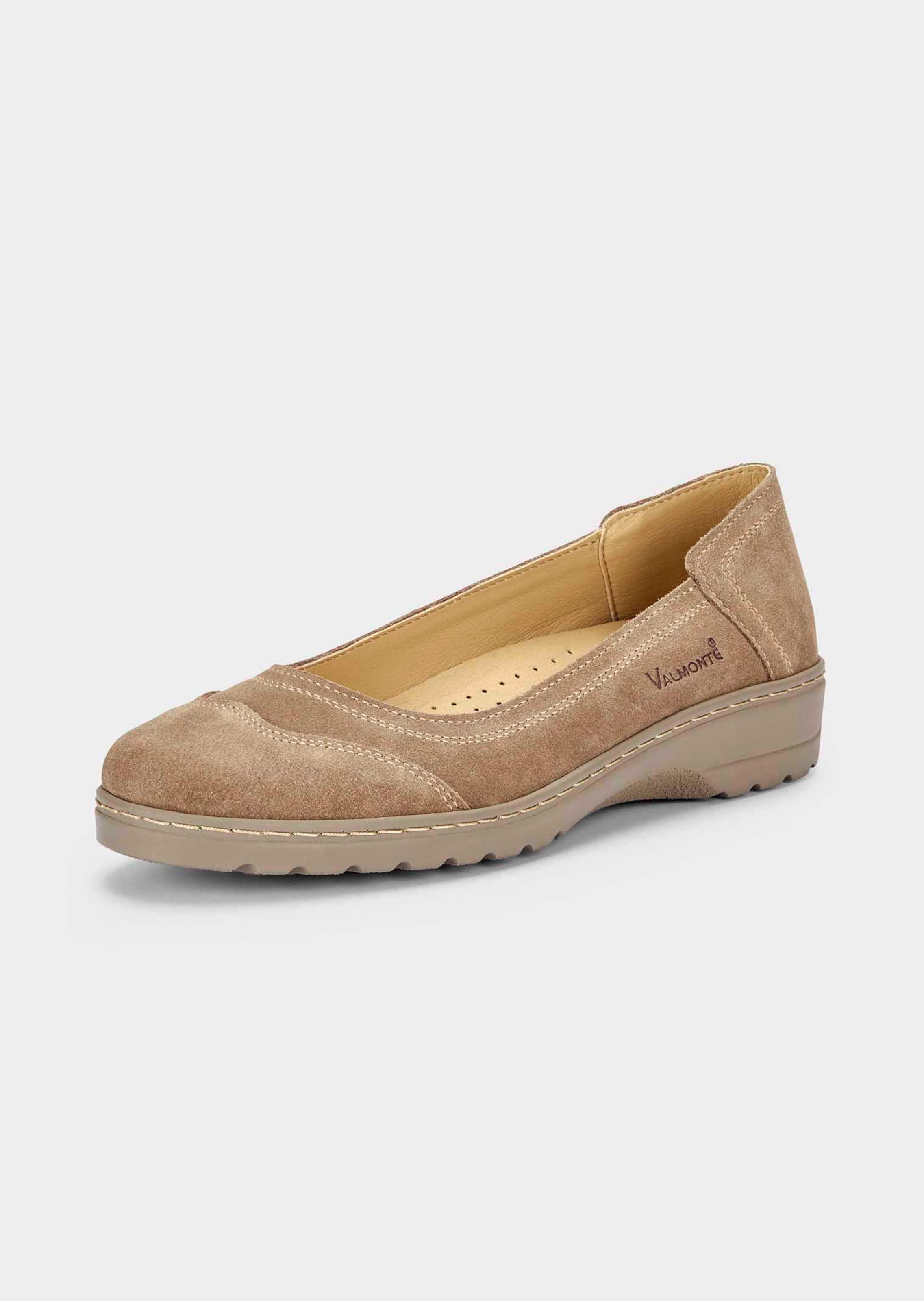 Leder-Ballerinas mit gesteppten Ziernähten