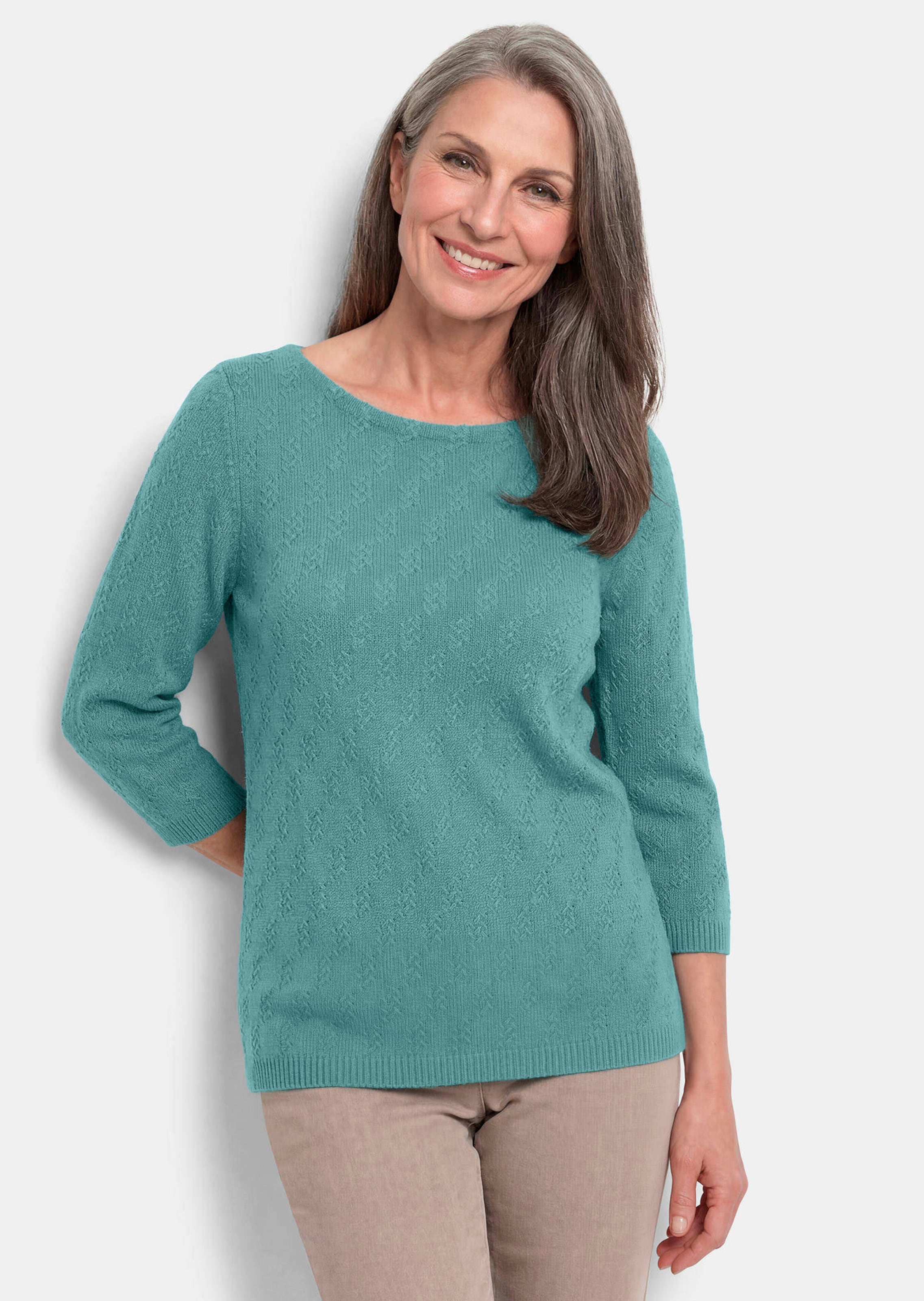 Pull à manches 3/4 en pur coton