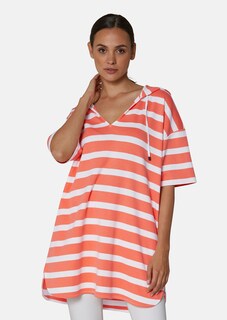 Kurzärmeliges Ringel-Sweatshirt mit Kapuze thumbnail 1