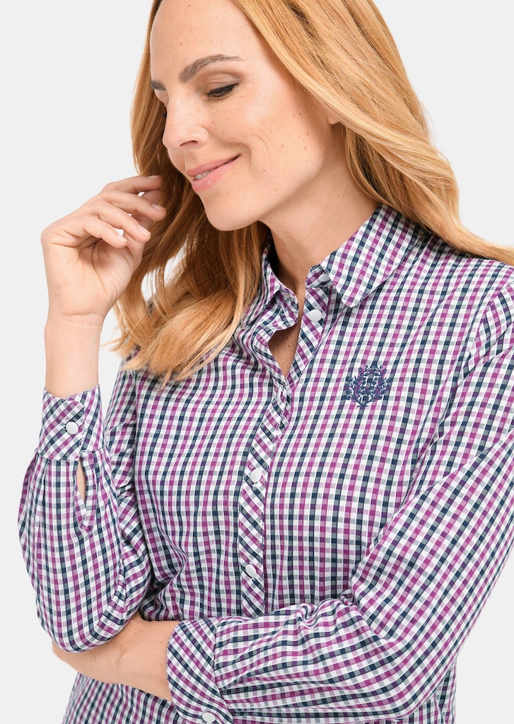 Hoogwaardig geruite blouse met opgestikte applicatie 2
