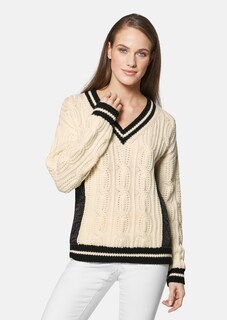 Zopfmuster-Pullover mit wattierten Steppeinsätzen thumbnail 1