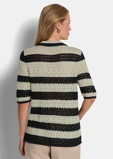 Veste en tricot à rayures avec motif ajouré thumbnail 3