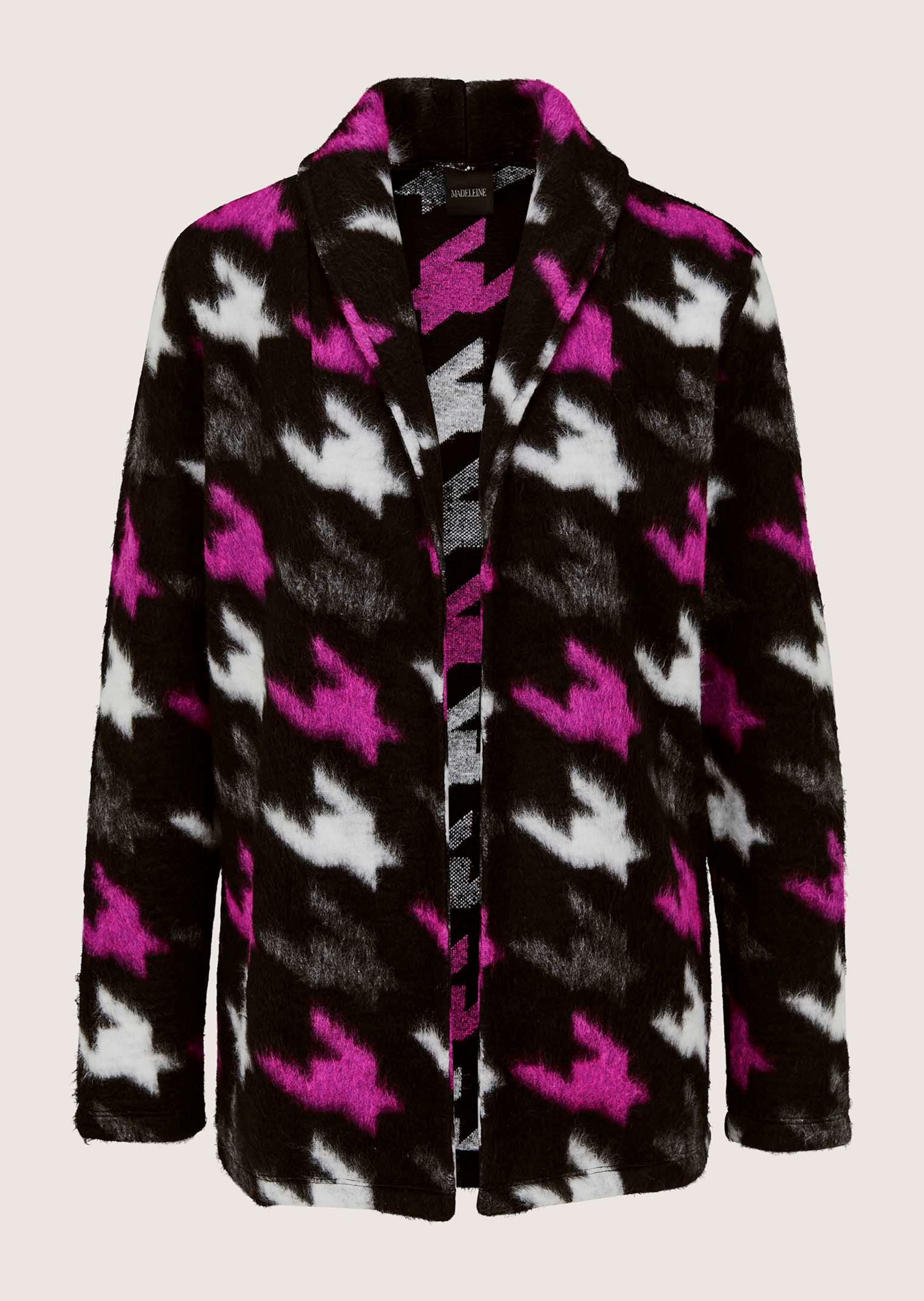 Verschlusslose Shirtjacke mit Hahnentrittmuster