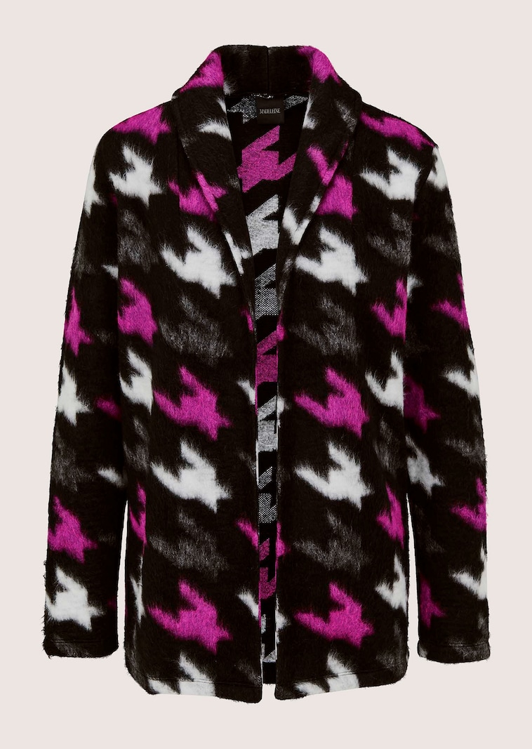 Verschlusslose Shirtjacke mit Hahnentrittmuster