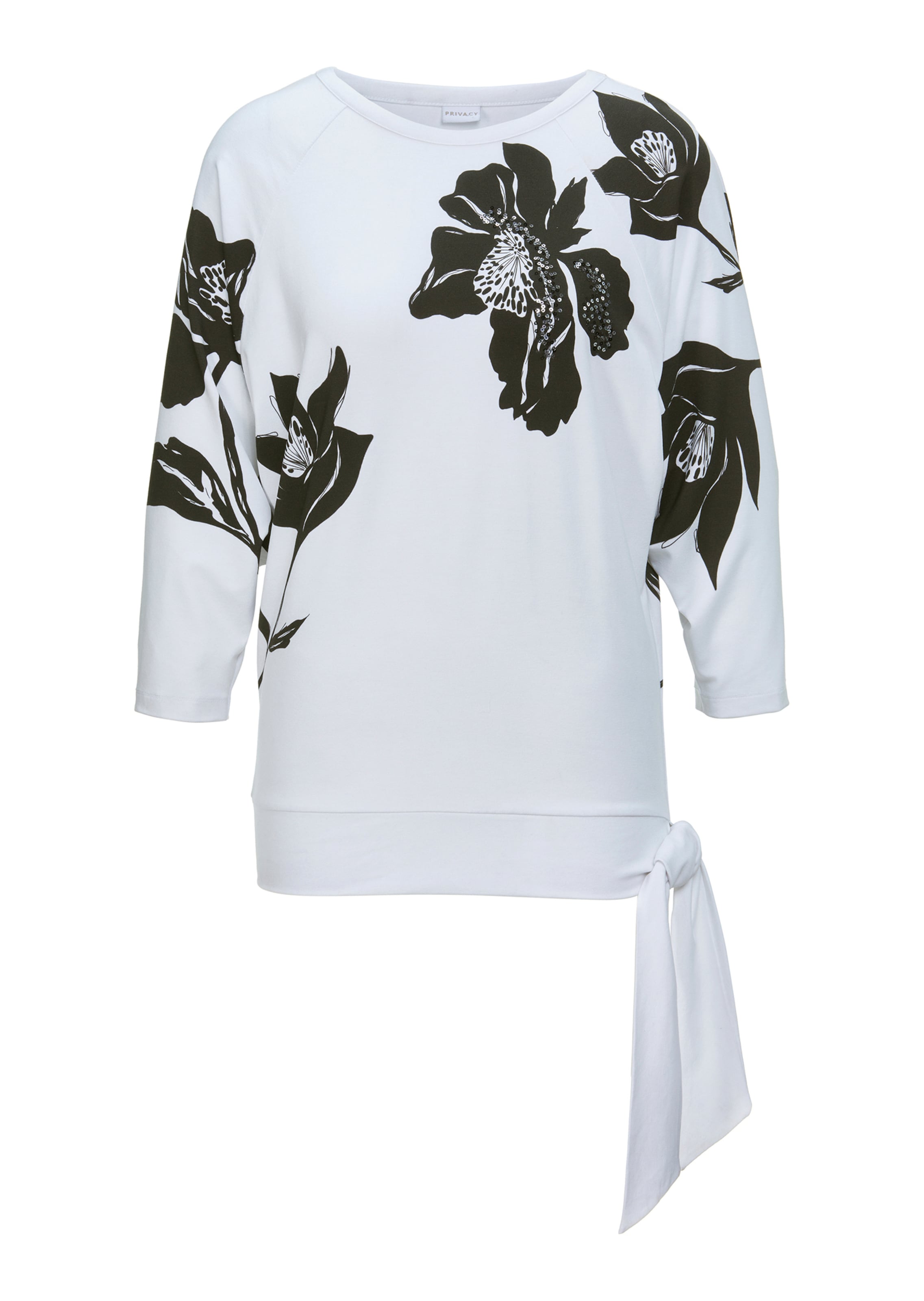 Yoga-Shirt mit Floralprint und Pailletten-Verzierung