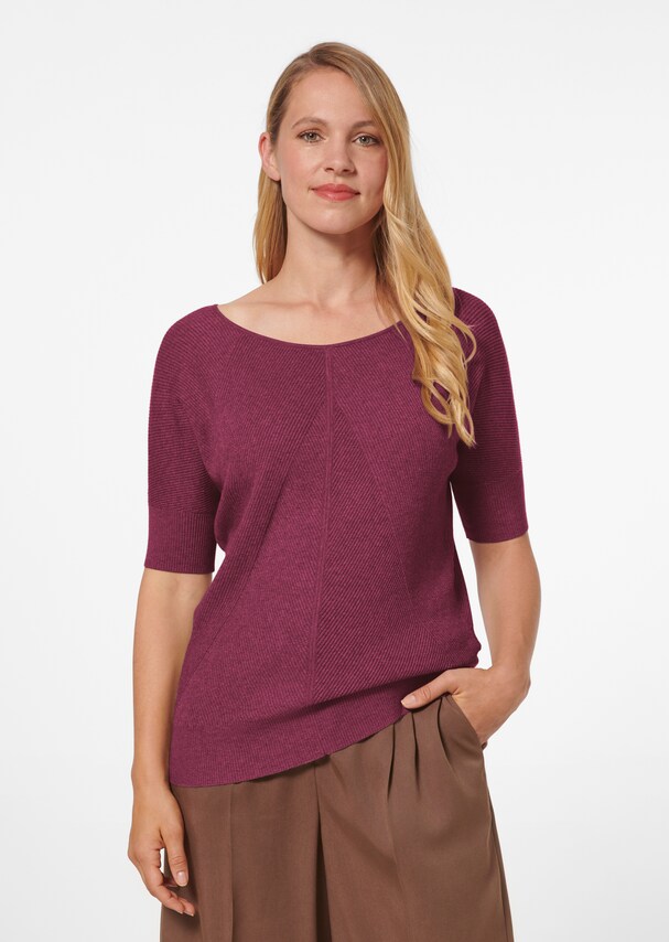 Fine knit jumper with turn-up sleeves