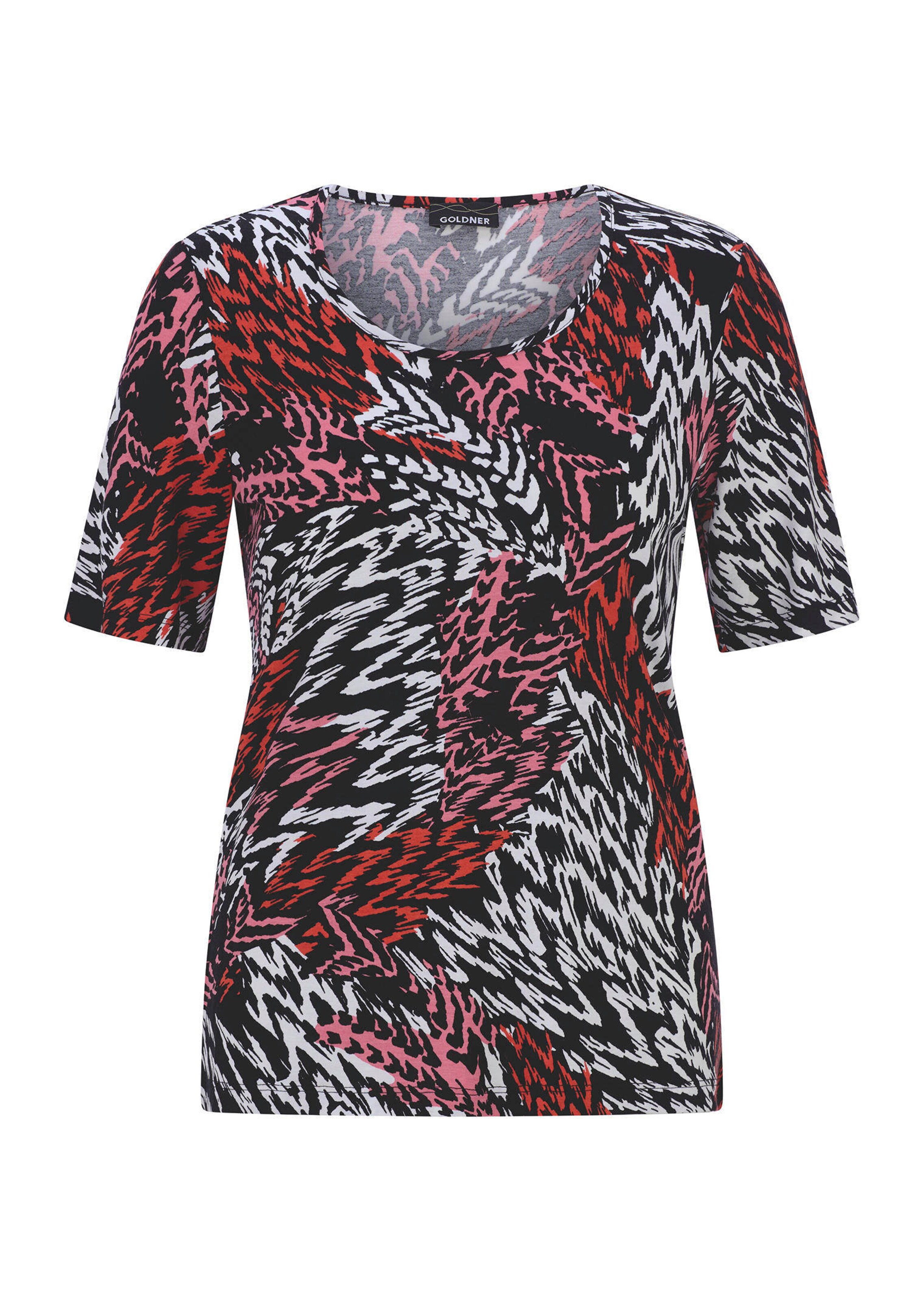 Shirt van viscose met een abstract bontmotief