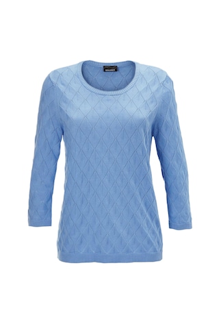 blau Gepflegter Ajour-Pullover mit femininen Durchbrüchen