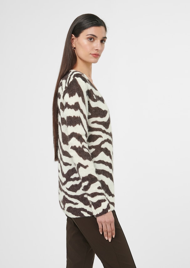 Zebra-Pullover mit flauschigem Alpaka 3
