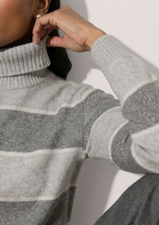 Gestreifter Kaschmirpullover mit Rollkragen thumbnail 6