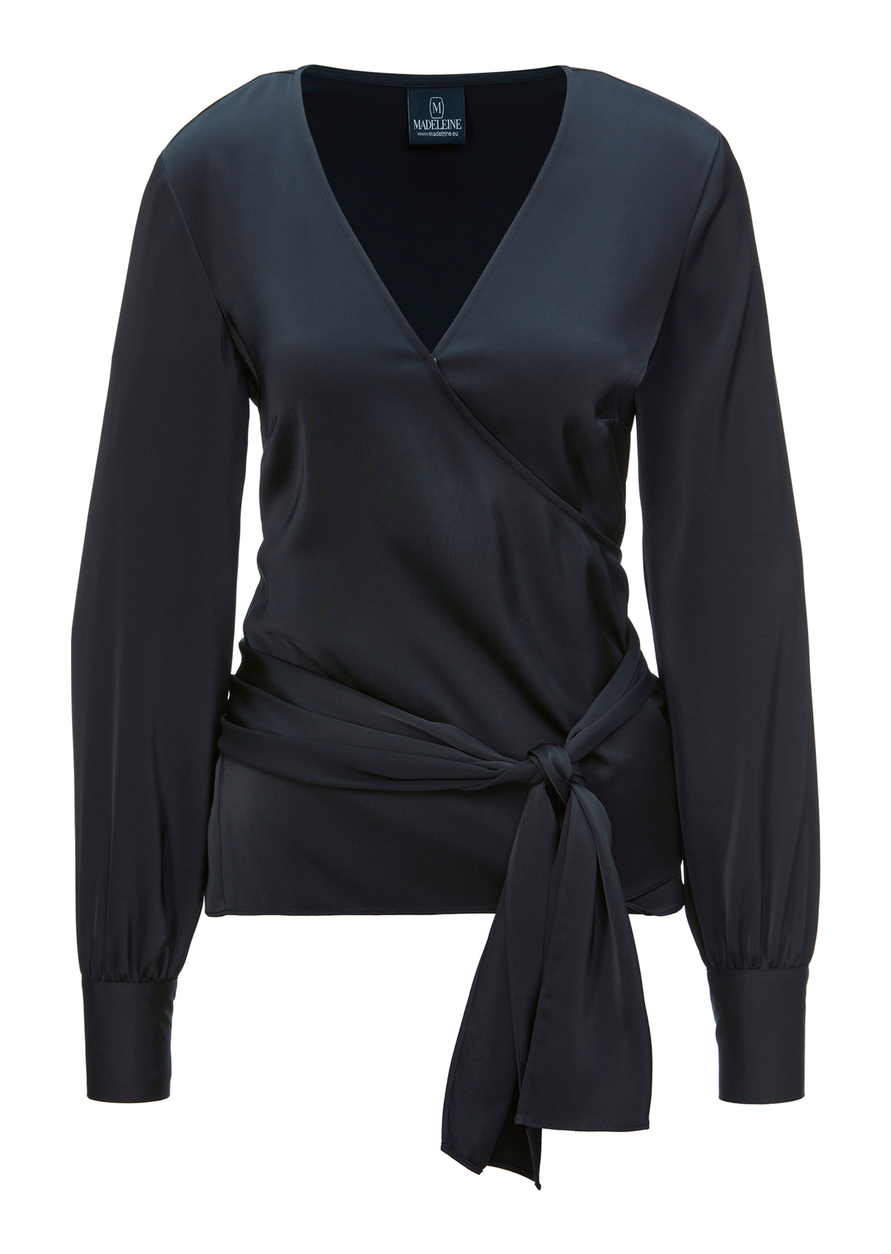 Wrap blouse in a sophisticated silk look
