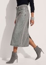 Denim skirt with embellished slit pockets thumbnail 4